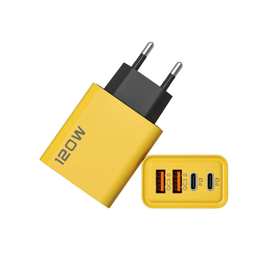 Chargeur USB C Rapide 4 Ports 120w jaune